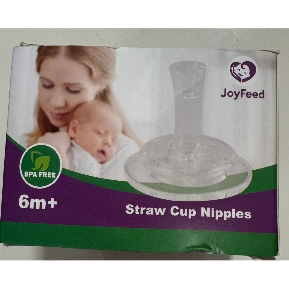 JoyFeed Happy Sippy Straw Cup Nipples 6m+ BPA Free Food Grade Silicone No-Drip
